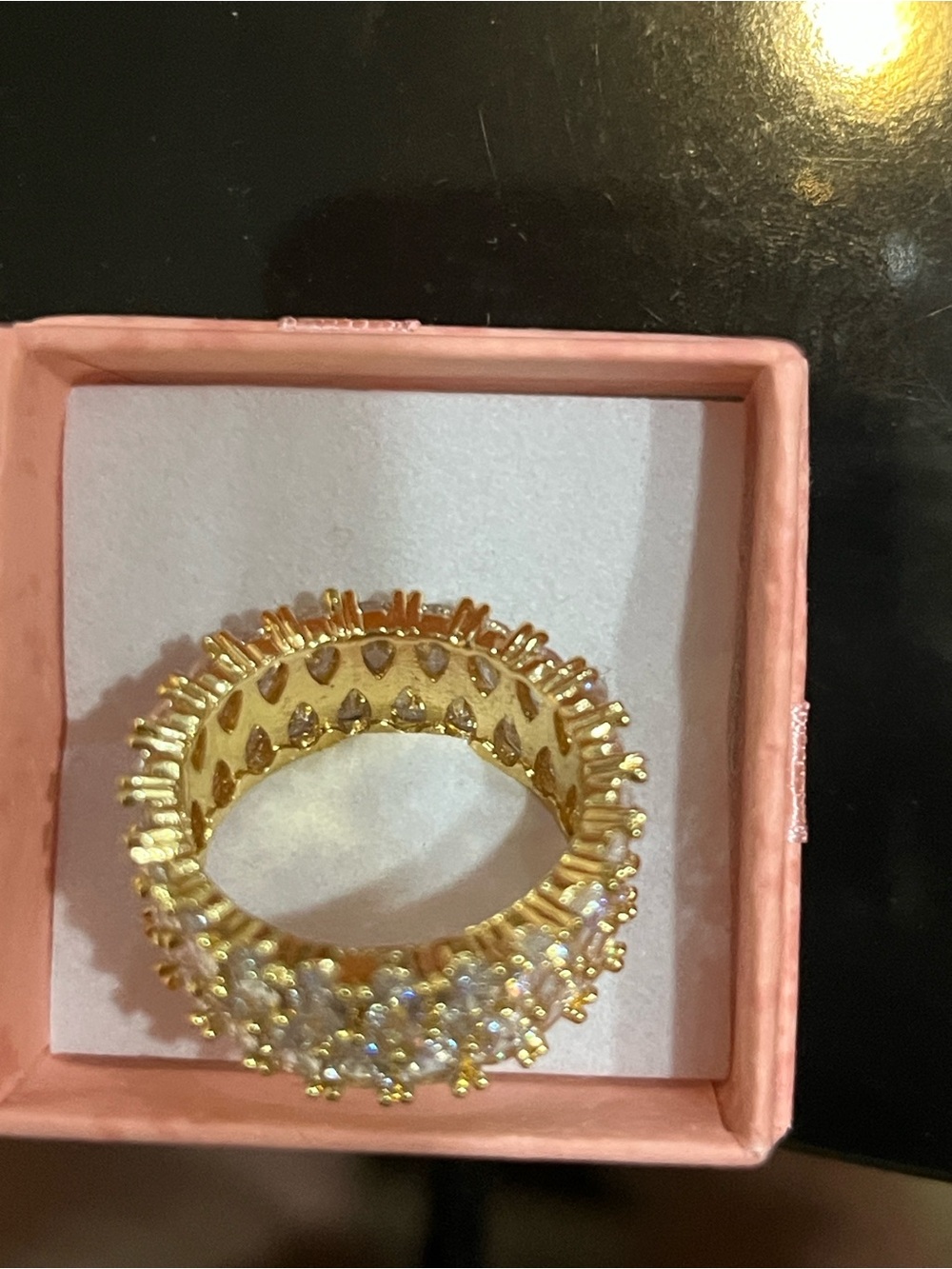 14k gold plated band. Horseye shaped stones. Sz 6.NWOT